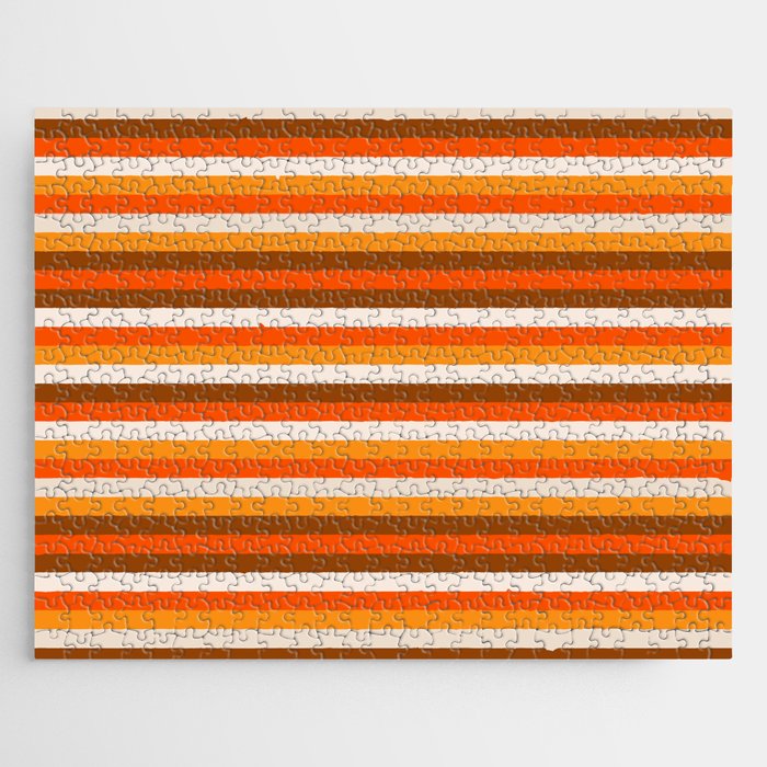 70s Fine Stripes in Retro Orange and Brown Jigsaw Puzzle Gallery Image 1