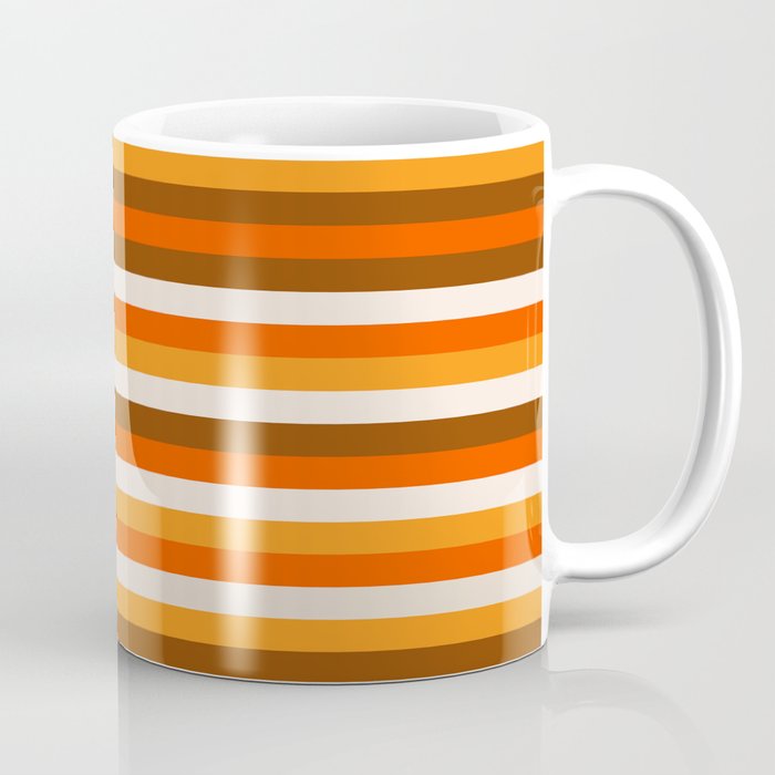 70s Fine Stripes in Retro Orange and Brown Coffee Mug Gallery Image 1