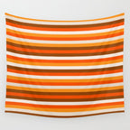 70s Fine Stripes in Retro Orange and Brown Wall Tapestry Gallery Image 4