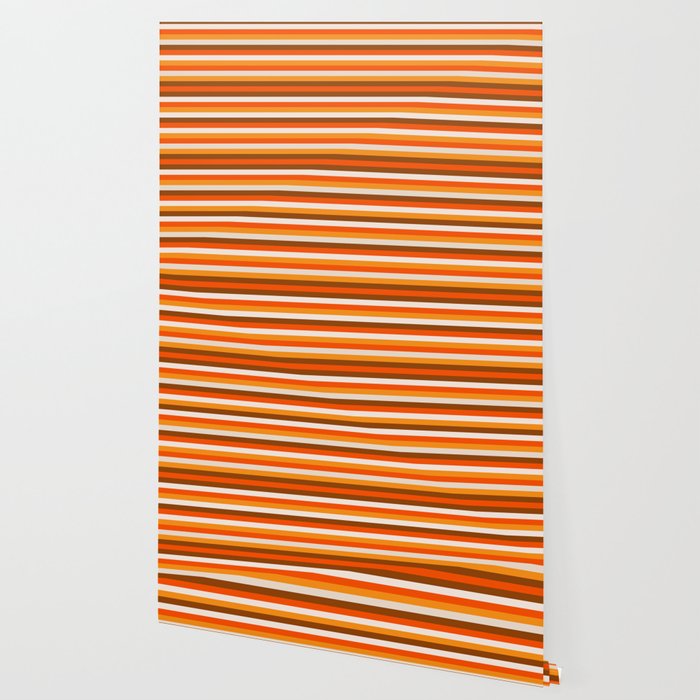70s Fine Stripes in Retro Orange and Brown Wallpaper Gallery Image 2