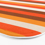70s Fine Stripes in Retro Orange and Brown Bath Mat Gallery Image 3