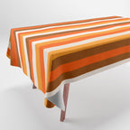 70s Fine Stripes in Retro Orange and Brown Tablecloth Gallery Image 1