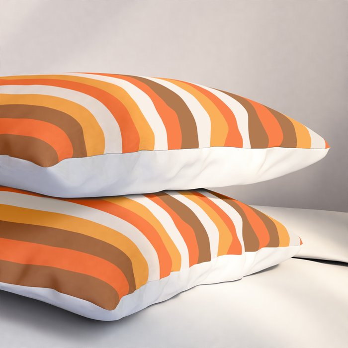 70s Fine Stripes in Retro Orange and Brown Pillow Sham Gallery Image 3