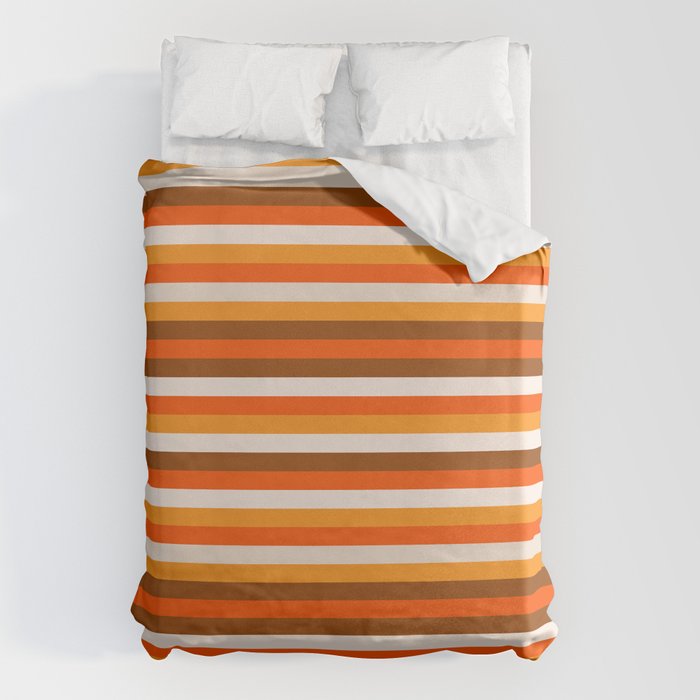 70s Fine Stripes in Retro Orange and Brown Duvet Cover Gallery Image 6