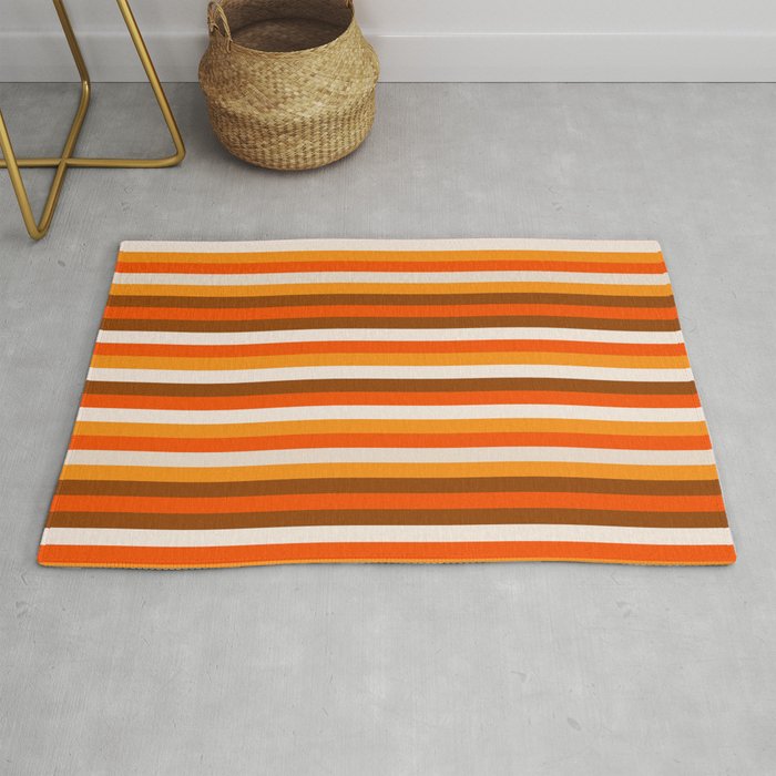 70s Fine Stripes in Retro Orange and Brown Rug Gallery Image 1