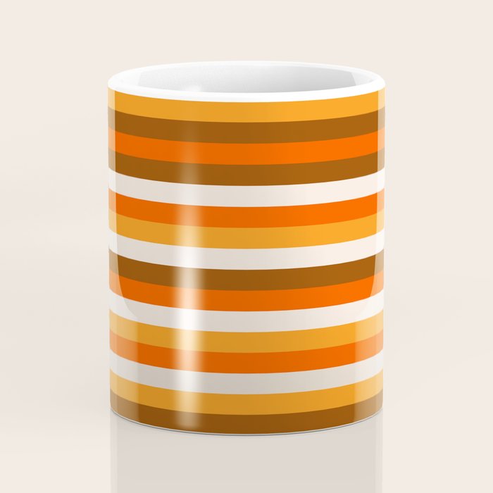 70s Fine Stripes in Retro Orange and Brown Coffee Mug Gallery Image 4