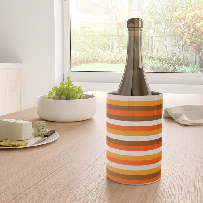 70s Fine Stripes in Retro Orange and Brown Wine Chiller Gallery Image 4