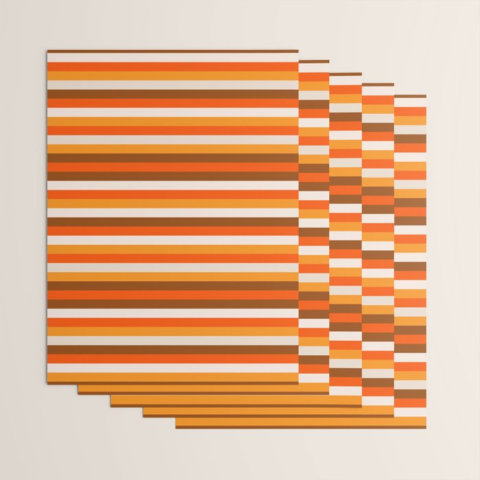 70s Fine Stripes in Retro Orange and Brown Wrapping Paper Gallery Image 3