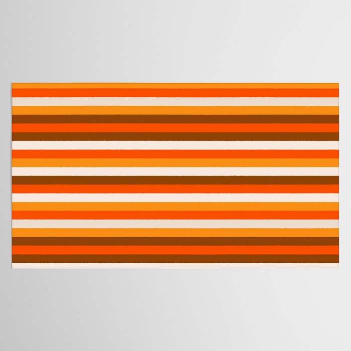 70s Fine Stripes in Retro Orange and Brown Tablecloth Gallery Image 2