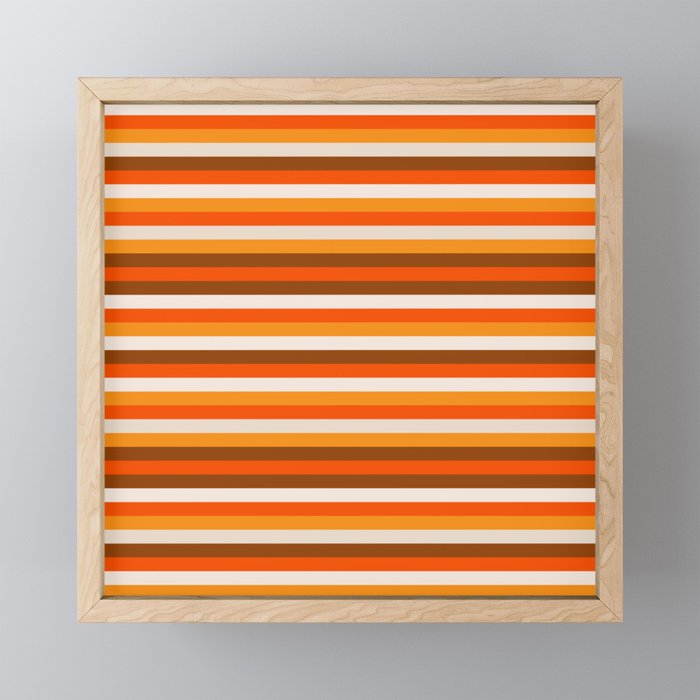 70s Fine Stripes in Retro Orange and Brown Mini Art Print Gallery Image 1