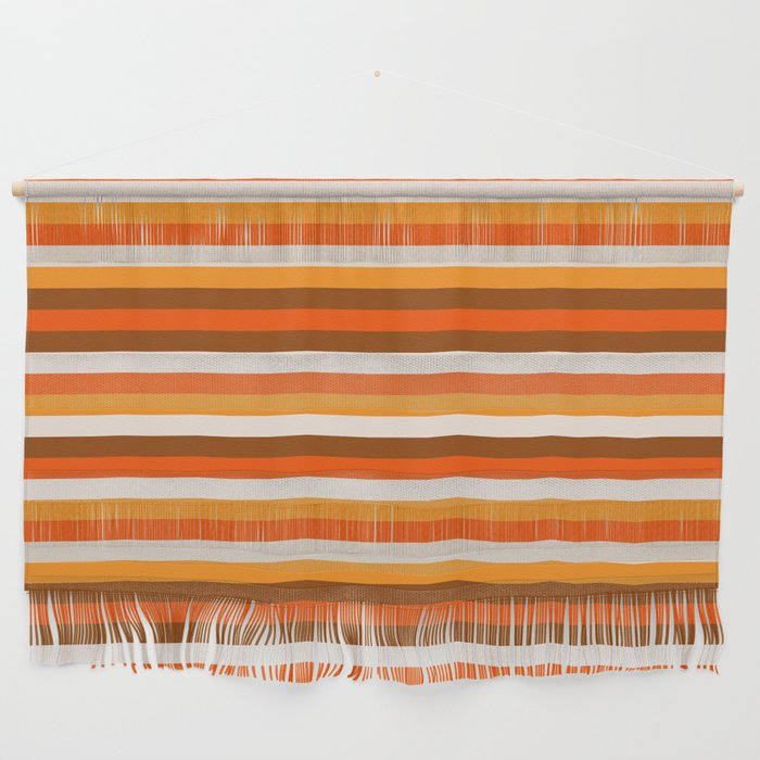 70s Fine Stripes in Retro Orange and Brown Wall Hanging Gallery Image 1