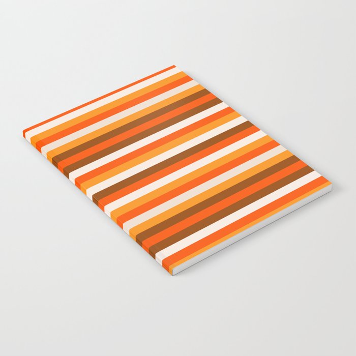 70s Fine Stripes in Retro Orange and Brown Notebook Gallery Image 1
