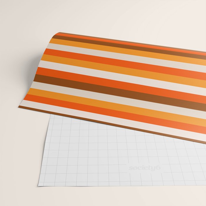 70s Fine Stripes in Retro Orange and Brown Wrapping Paper Gallery Image 2