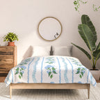 Hydrangea blue and white stripes coastal style Comforter Gallery Image 3