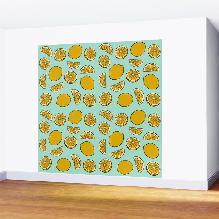 Lemon Print Wall Mural Gallery Image 2