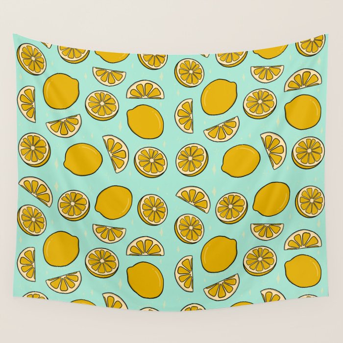 Lemon Print Wall Tapestry Gallery Image 4