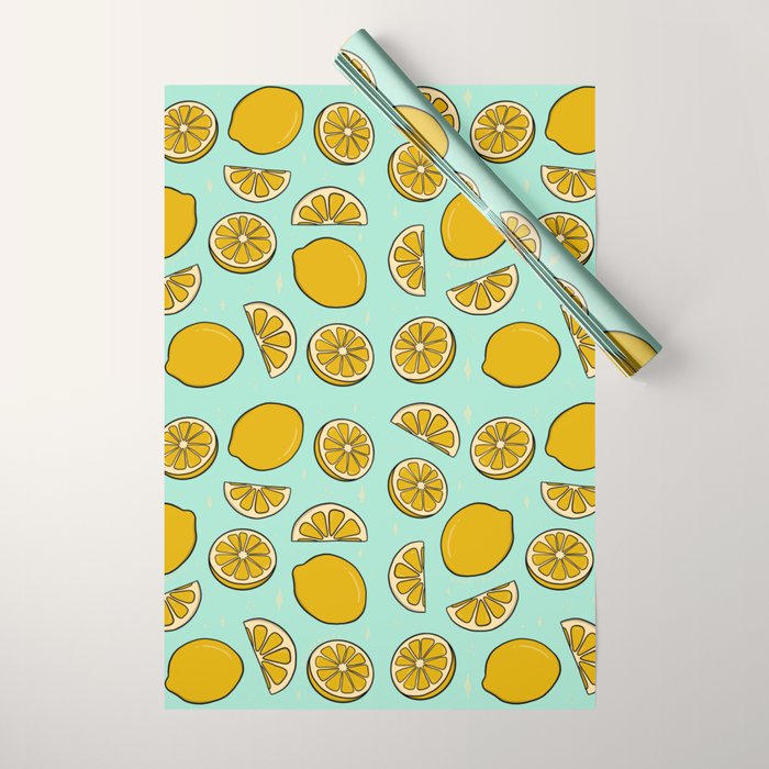 Lemon Print Wrapping Paper Gallery Image 1