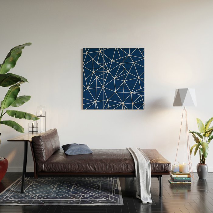 Triangle Geometric Art,  Navy Blue, Pieces Art Wood Wall Art Gallery Image 2