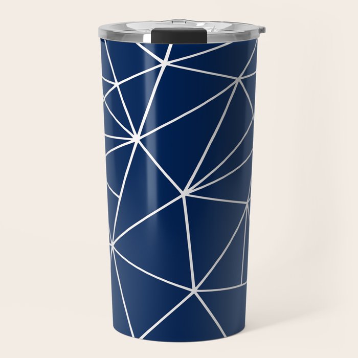 Triangle Geometric Art,  Navy Blue, Pieces Art Travel Mug Gallery Image 1