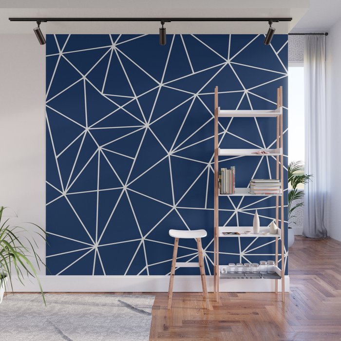 Triangle Geometric Art,  Navy Blue, Pieces Art Wall Mural Gallery Image 1