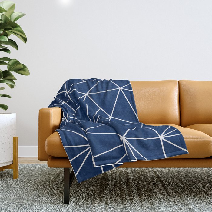 Triangle Geometric Art,  Navy Blue, Pieces Art Throw Blanket Gallery Image 1