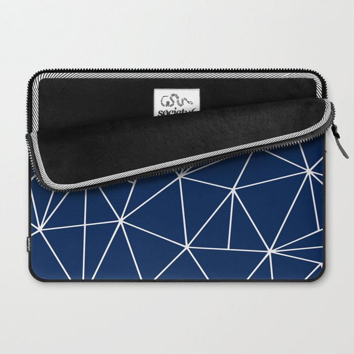 Triangle Geometric Art,  Navy Blue, Pieces Art Laptop Sleeve Gallery Image 2