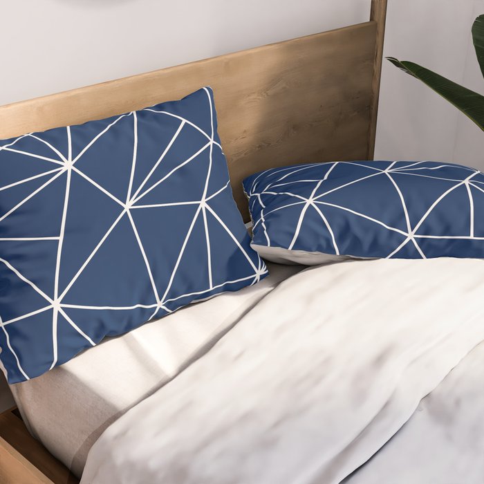 Triangle Geometric Art,  Navy Blue, Pieces Art Pillow Sham Gallery Image 2