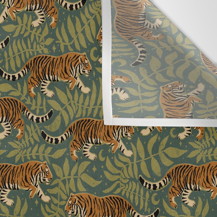 Tigers - forest and fern Wall Tapestry Gallery Image 3