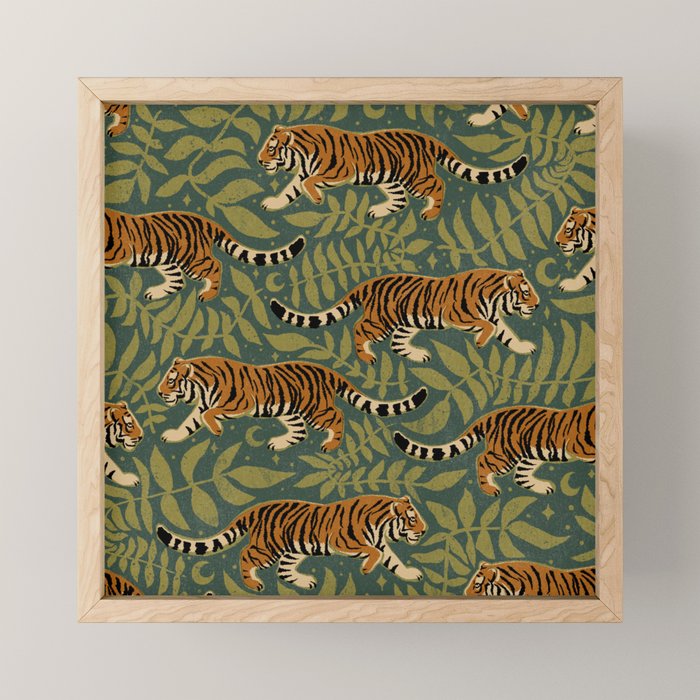 Tigers - forest and fern Mini Art Print Gallery Image 1
