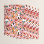 Autumn joy // light pink background cats dancing with many leaves in fall colors Wrapping Paper Gallery Image 3