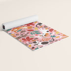 Autumn joy // light pink background cats dancing with many leaves in fall colors Yoga Mat Gallery Image 2