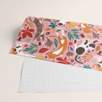 Autumn joy // light pink background cats dancing with many leaves in fall colors Wrapping Paper Gallery Image 2
