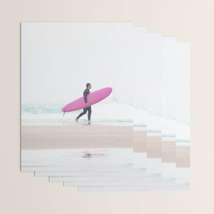 Surfing Beach Vibes - Pink Surf Board - Ocean Print - Sea Travel photography by Ingrid Beddoes Wrapping Paper Gallery Image 3