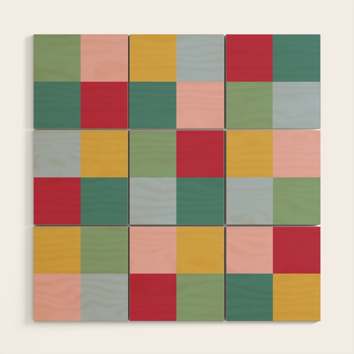 Bold Colorful Checks Pattern - Large XXII Wood Wall Art Gallery Image 1