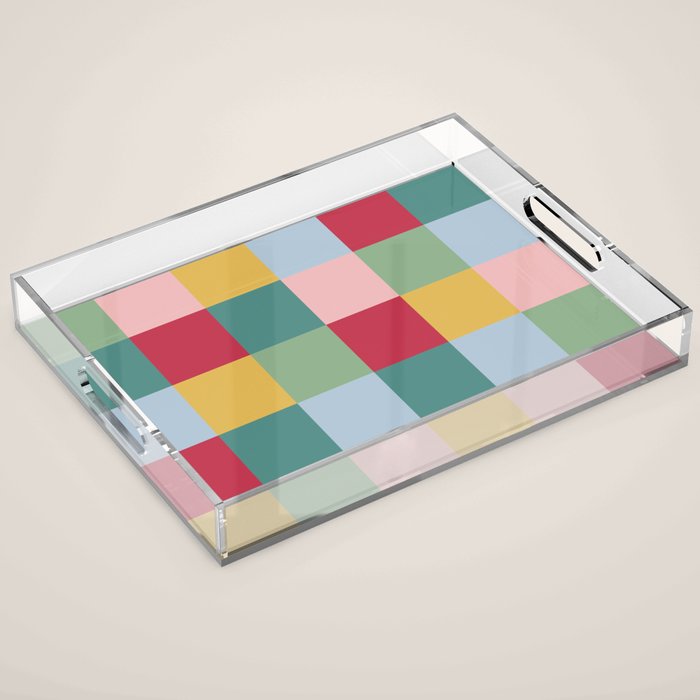 Bold Colorful Checks Pattern - Large XXII Acrylic Tray Gallery Image 1