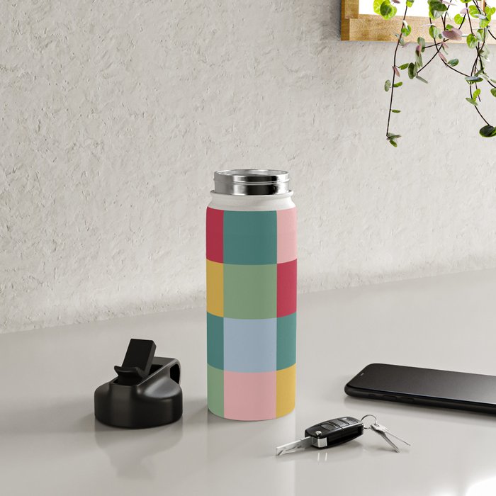 Bold Colorful Checks Pattern - Large XXII Water Bottle Gallery Image 4