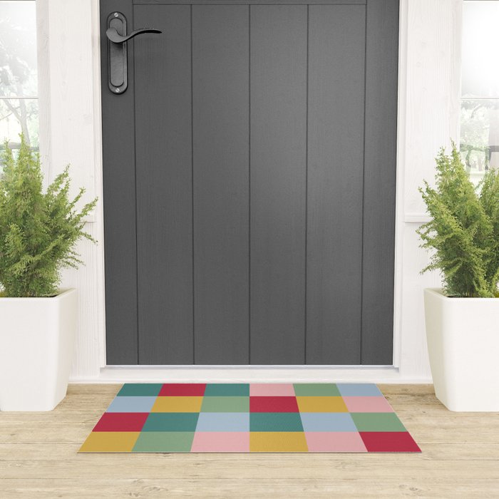 Bold Colorful Checks Pattern - Large XXII Welcome Mat Gallery Image 3