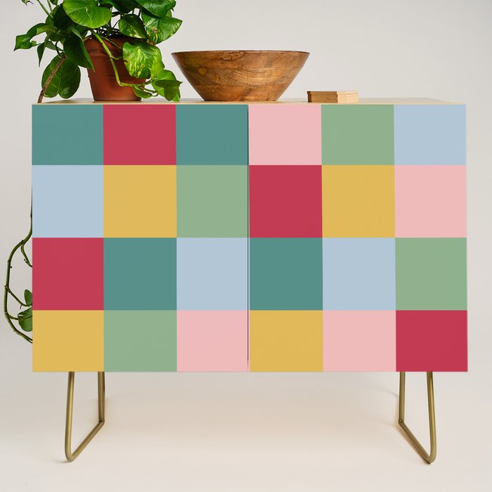 Bold Colorful Checks Pattern - Large XXII Credenza Gallery Image 1