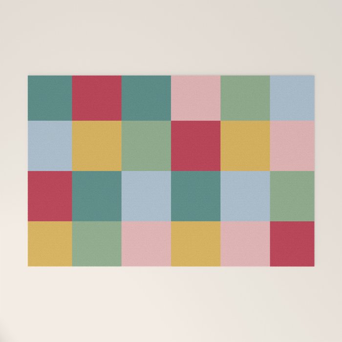 Bold Colorful Checks Pattern - Large XXII Welcome Mat Gallery Image 1