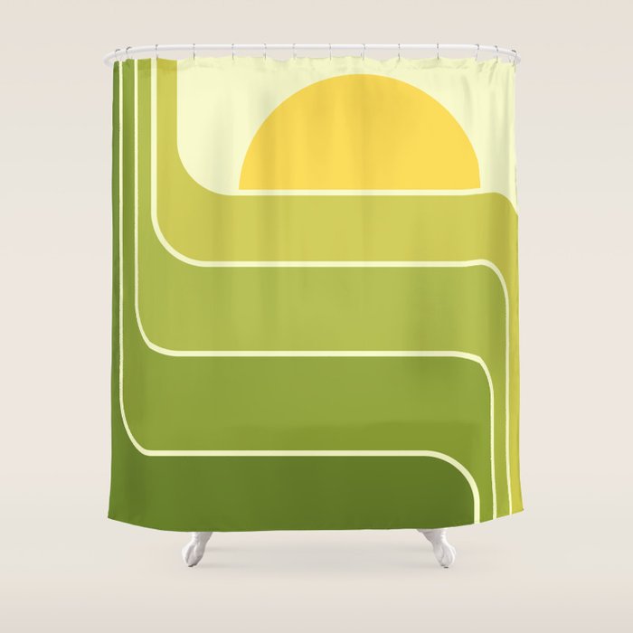 Retro Geometric Sun Set Design 432 Shower Curtain Gallery Image 1