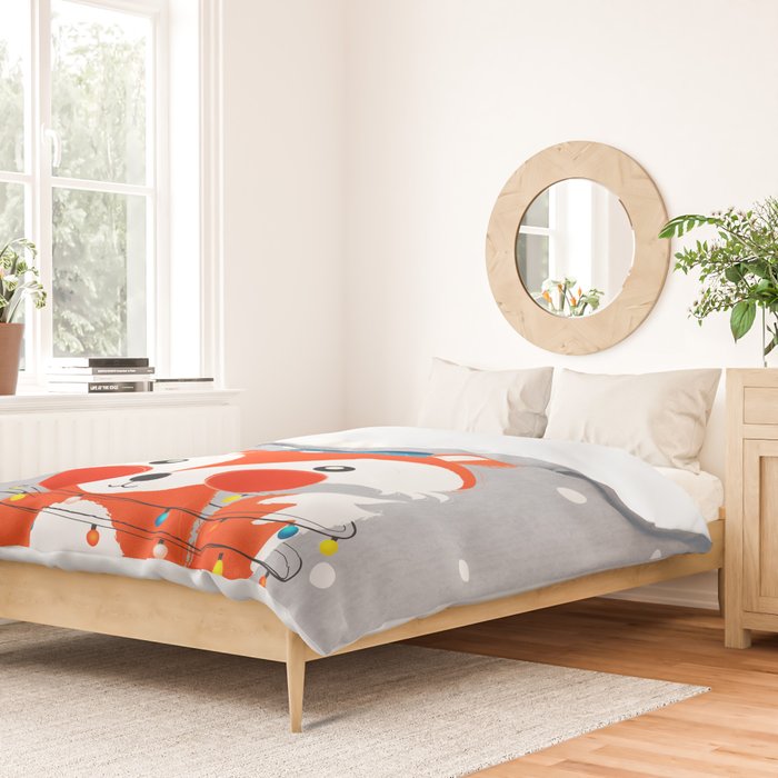 Christmas Fox with fairy lights Duvet Cover Gallery Image 2