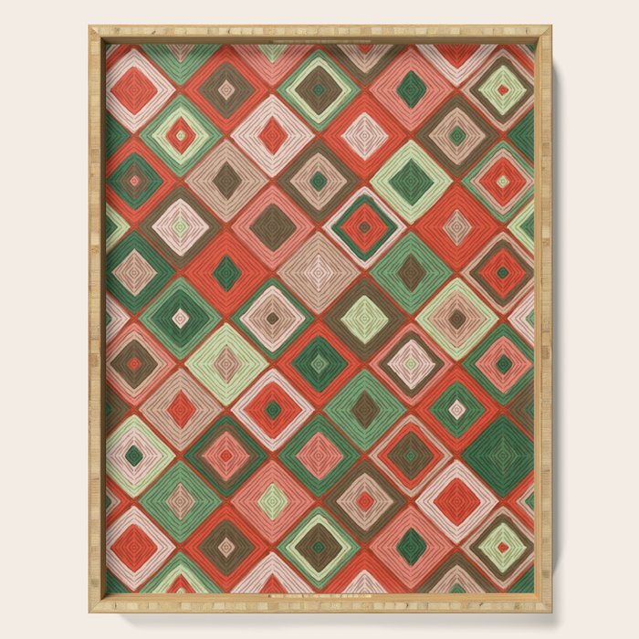 Hand-drawn Quilt #5 Serving Tray Gallery Image 1