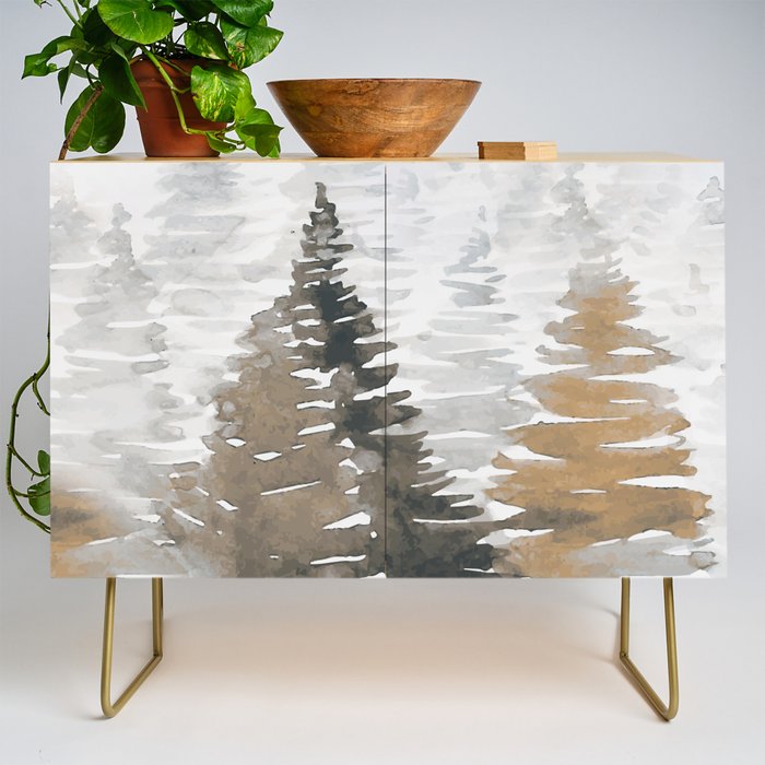 Watercolor Pine Trees 3 Credenza Gallery Image 1