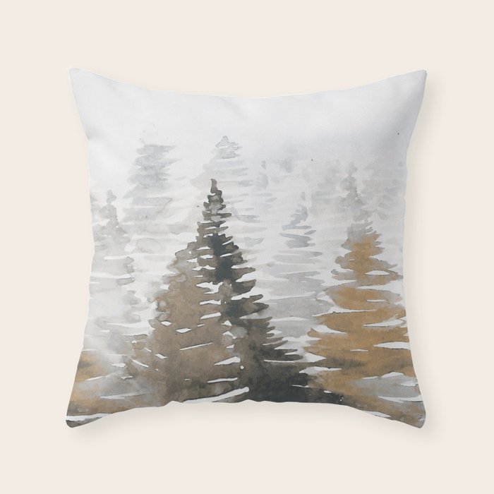 Watercolor Pine Trees 3 Throw Pillow Gallery Image 6