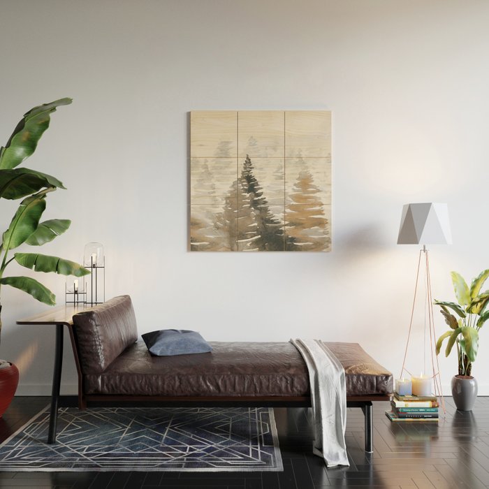 Watercolor Pine Trees 3 Wood Wall Art Gallery Image 2