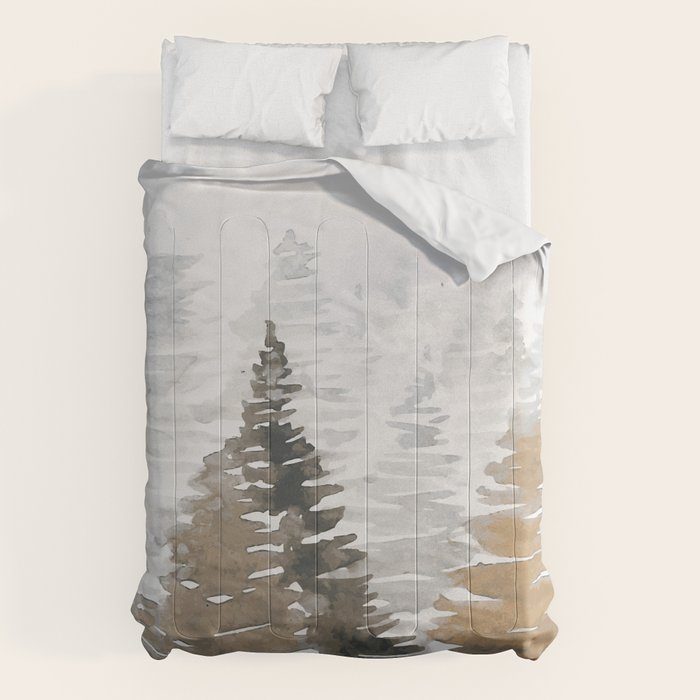 Watercolor Pine Trees 3 Comforter Gallery Image 1