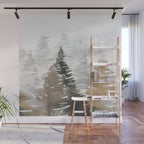 Watercolor Pine Trees 3 Wall Mural Gallery Image 1