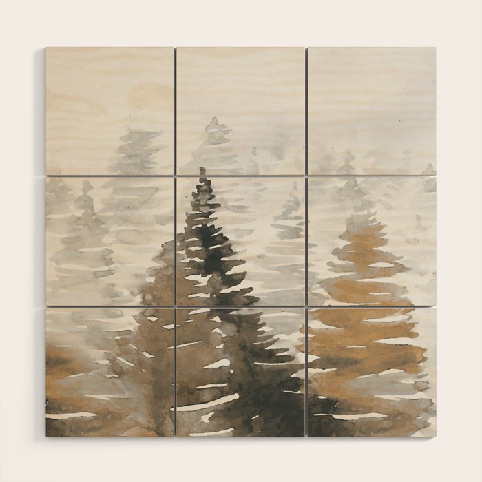 Watercolor Pine Trees 3 Wood Wall Art Gallery Image 1
