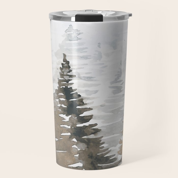 Watercolor Pine Trees 3 Travel Mug Gallery Image 1