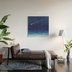 Falling star, shooting star, sailboat ocean waves blue sea Wood Wall Art Gallery Image 2